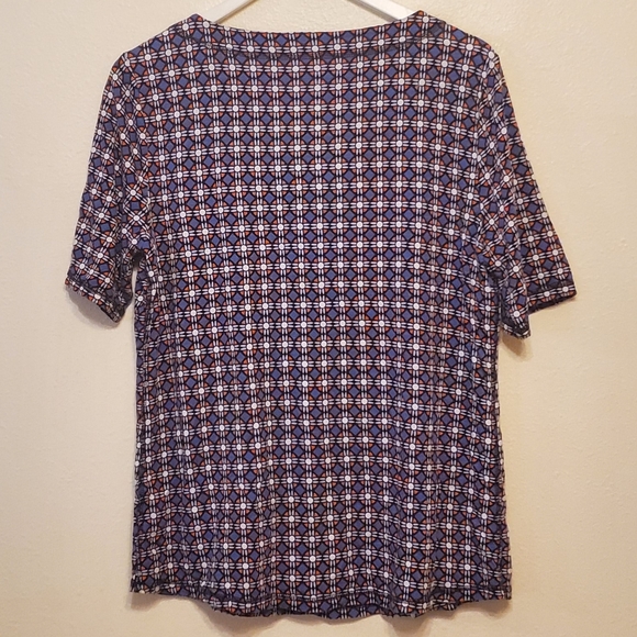 T by Talbots Bright Geometric Print Split-neck Top - Picture 5 of 7